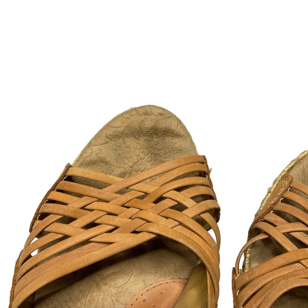 BOC Leather Crisscross Woven Strappy Wedge Sandals Tan Size 9 - Picture 11 of 16